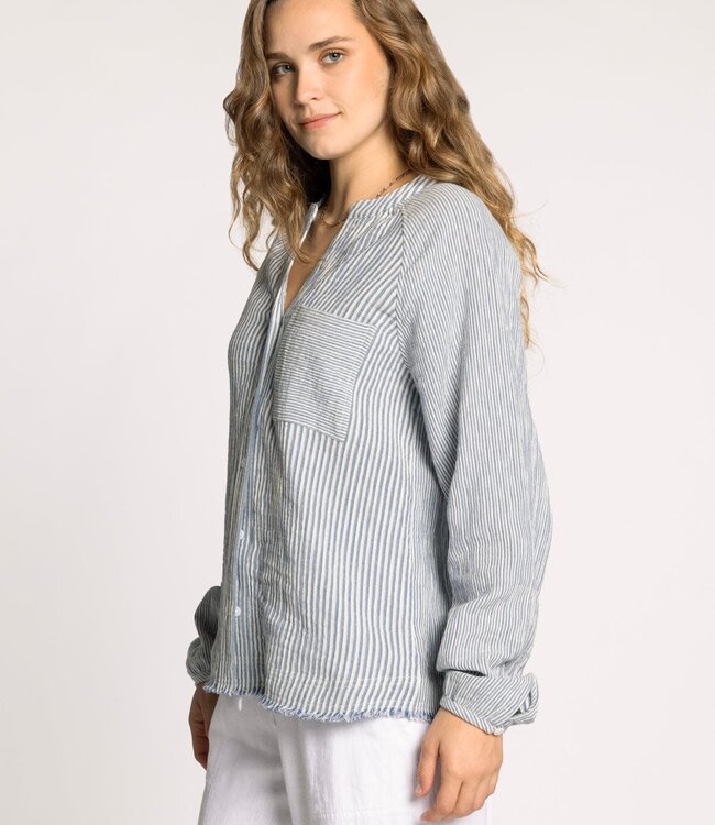 Thread & Supply Maia Shirt, Ivory/Blue