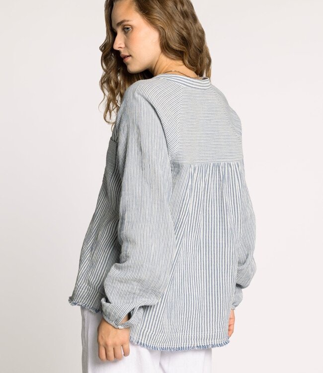 Thread & Supply Maia Shirt, Ivory/Blue