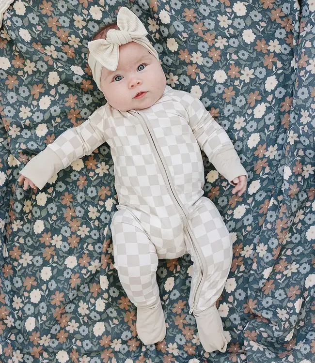 Mebie Baby Bamboo Zipper, Taupe Checkered