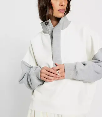 Free People Timeless Colorblock Pullover, Heather Grey Combo