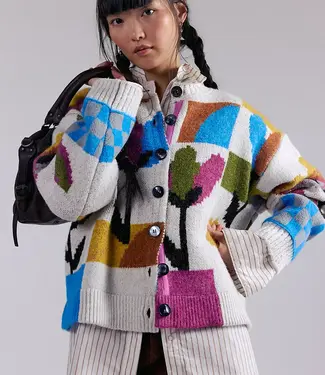 Free People Tulip Whirl Cardi, Ivory Combo