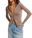 Free People Brunch Girl Zip Up, Dusted Cocoa