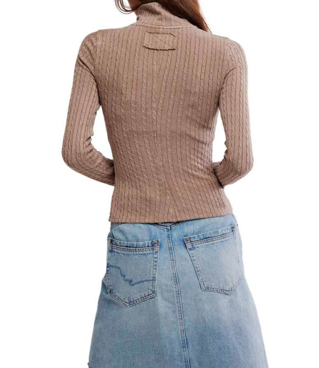 Free People Brunch Girl Zip Up, Dusted Cocoa