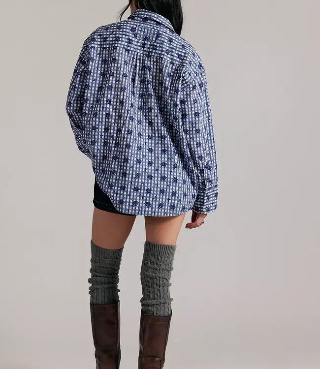 Free People Hidden Flower Shirt, Navy Combo