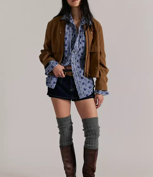 Free People Hidden Flower Shirt, Navy Combo