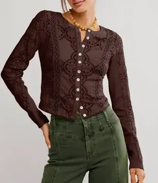 Free People Jae Knit LS Top, Chicory Coffee