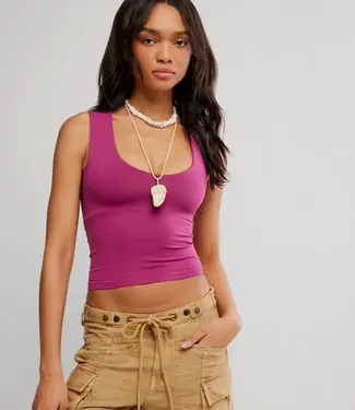 Free People Clean Lines Muscle Cami, Dreamy Mulberry