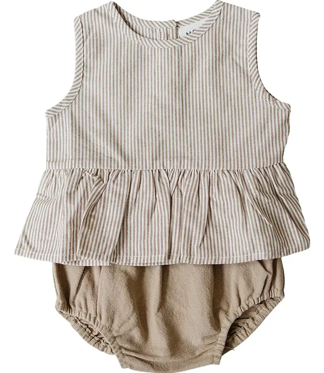 Mebie Baby Tan Stripes Peplum Set