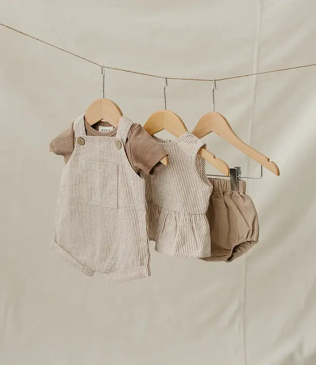Mebie Baby Tan Stripes Peplum Set