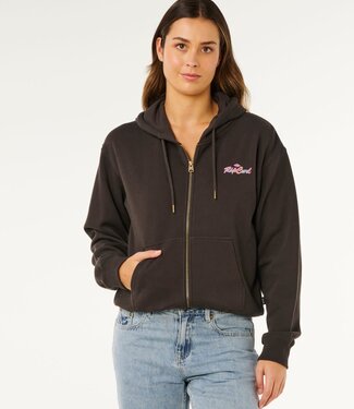 Rip Curl Lay Day Relaxed Zip Through, Washed Black