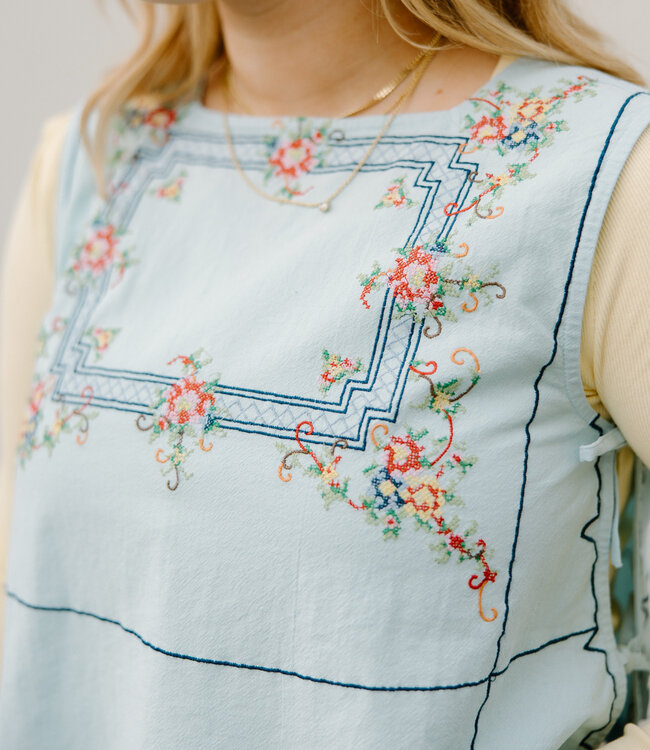 Free People Garden Wall Top, Blue Combo