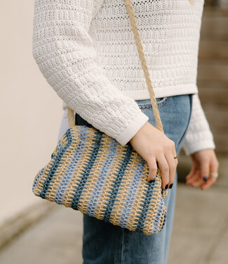 Rip Curl Crochet Framed Clutch, Blue/Natural