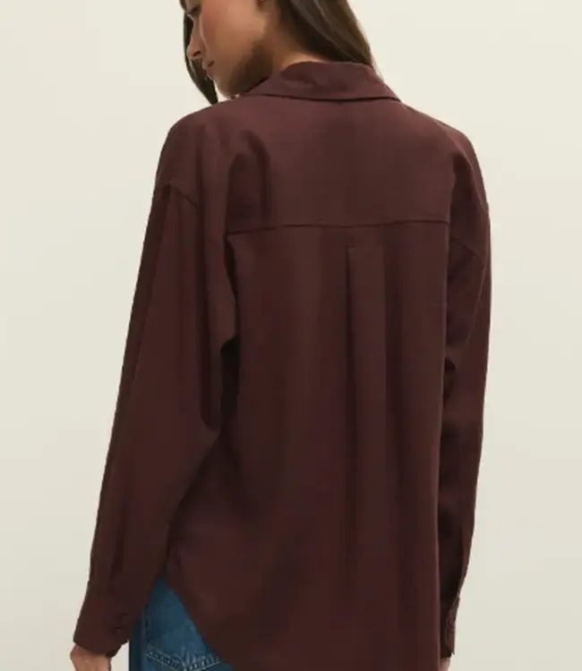 ZSupply Alfie Button Up Shirt, Chocolate Cherry