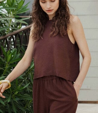 ZSupply Sloane Linen Top Chocolate Cherry