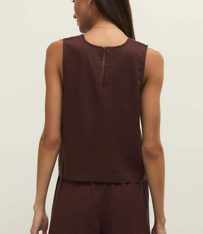 ZSupply Sloane Linen Top Chocolate Cherry