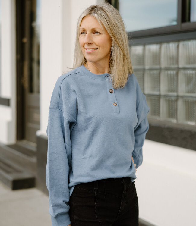 Volcom Lived In Fleece Henley, Horizon Blue