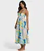 Billabong Island Life Cotton Linen Midi Dress in Blue Multi