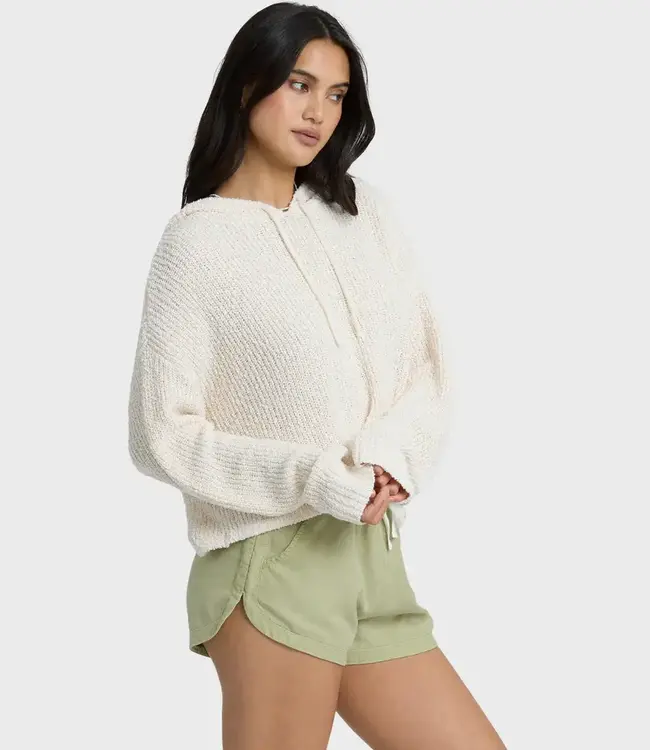 Billabong Hot Beachin Oversized Hooded Sweater in White Cap