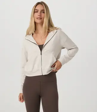 Vuori Halo Modern Full Zip Hoodie, Ecru Heather