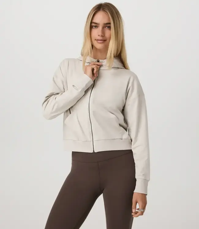 Halo DreamKnit Modern Full Zip Hoodie in Ecru Heather