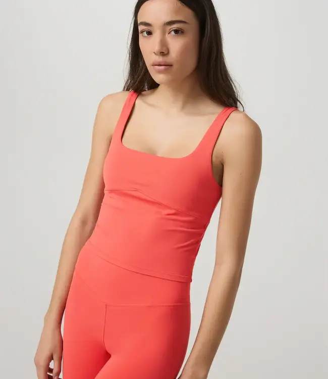 Vuori AllTheForm BlissBlend Form Support Tank in Bright Coral