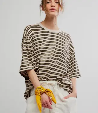 Free People All Love Stripe Pocket Tee, Tea Combo