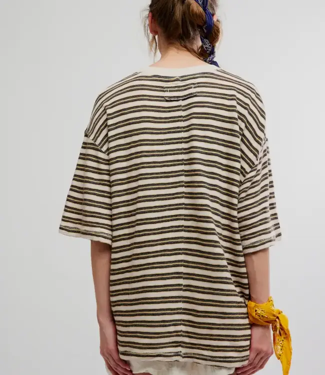 Free People All Love Stripe Relaxed Pocket Tee in Tea Combo