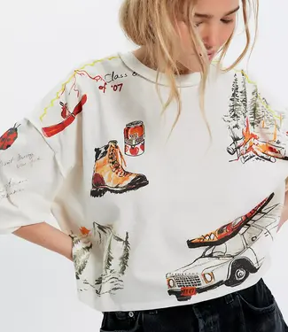 Free People Mountain View Graphic Tee, Ivory Combo