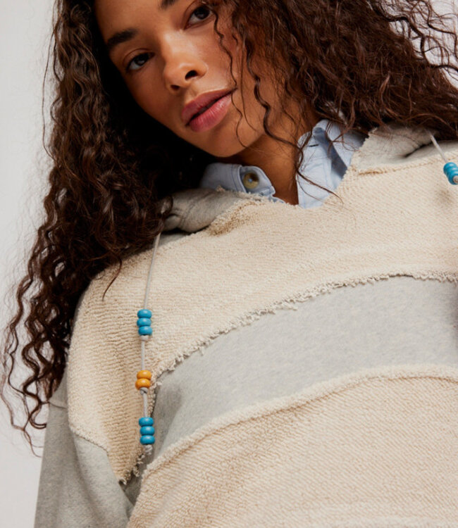 Free People Camp Crush Cotton Blend Textured Hoodie in Heather Grey