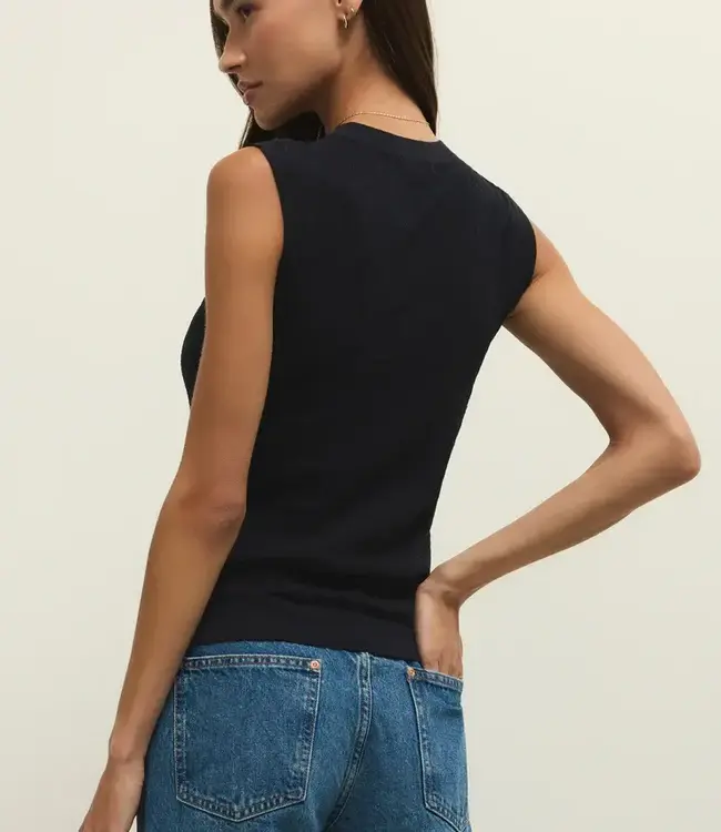 ZSupply Tibi Lightweight Mesh Knit Tank in Black