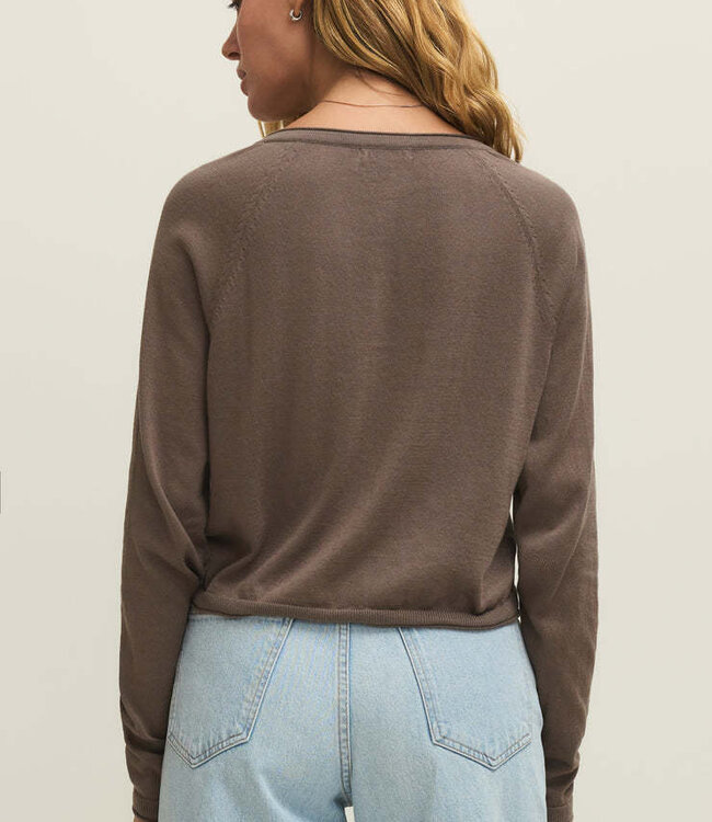 ZSupply Perfect Layer Cotton Knit Button Front Cardigan in Perfectly Taupe