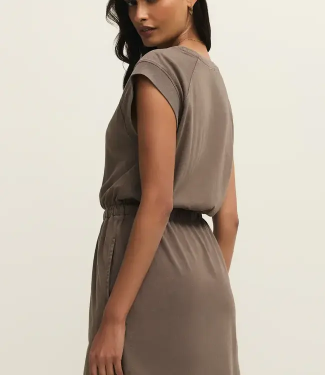 ZSupply Kalani Cotton Jersey Mini Dress in Perfectly Taupe