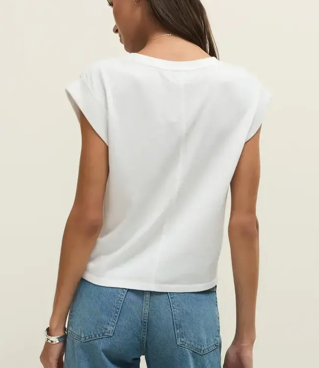 ZSupply Camino Cotton Jersey Statement Sleeve Top in White