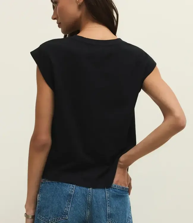 ZSupply Camino Cotton Jersey Statement Sleeve Top in Black