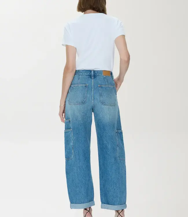 Pistola Denim Sonny Multi-Pocket High Rise Barrel Leg Jean in Coastal Fade