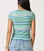 Pistola Denim Selene Cotton Knit Stripe Sweater Tee in Blue Green Multi