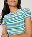 Pistola Denim Selene Cotton Knit Stripe Sweater Tee in Blue Green Multi