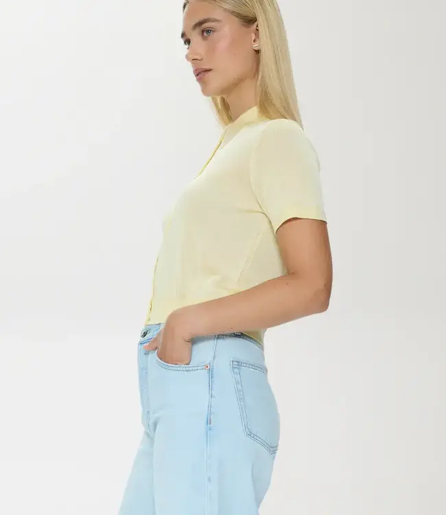 Pistola Denim Lucca Lightweight Knit Polo Sweater in Pale Yellow