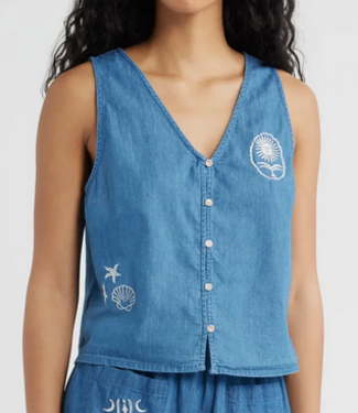 Rip Curl Catalina Island Chambray Vest, Mid Blue