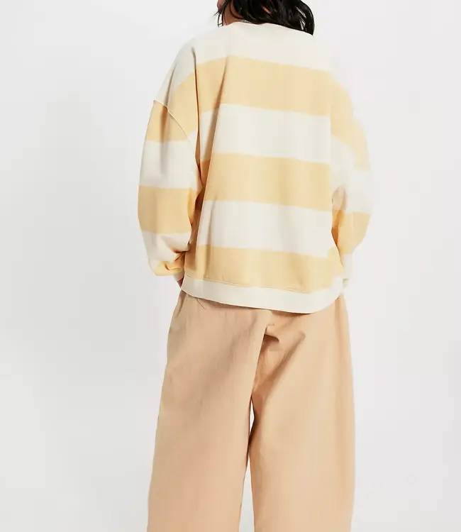 Free People Classic Striped Crew, Apricot Combo