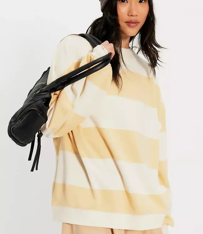 Free People Classic Striped Crew, Apricot Combo