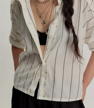 Free People Seaside Stripe Shirt, Ivory Combo