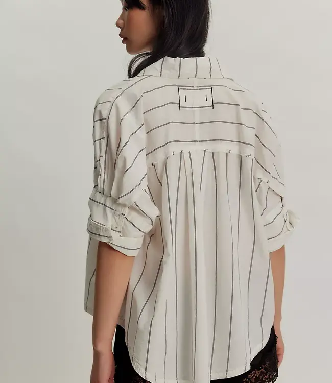 Free People Seaside Stripe Shirt, Ivory Combo
