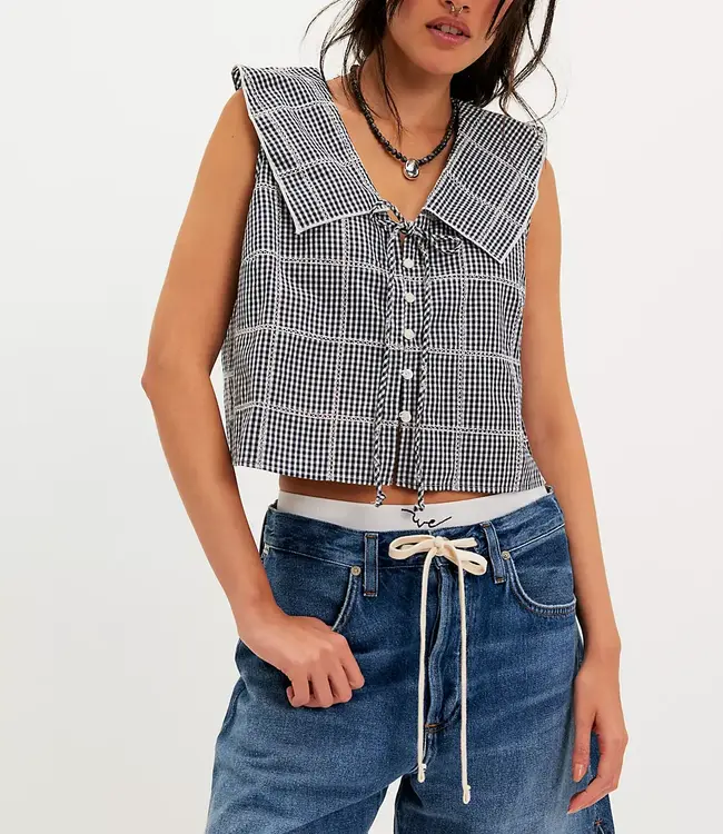 Free People Waiting For Me Top, Navy Combo