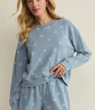 ZSupply Written Stars Sweatshirt, Ocean Air Indigo
