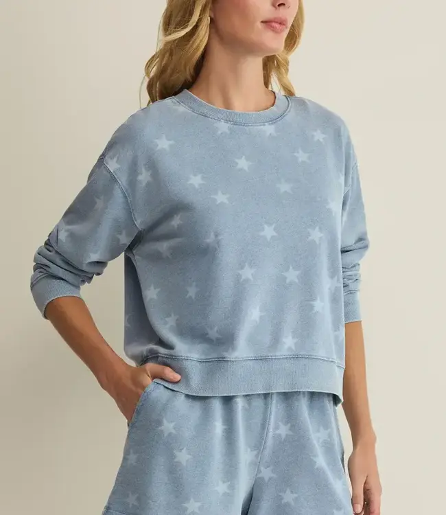 ZSupply Written Stars Sweatshirt, Ocean Air Indigo