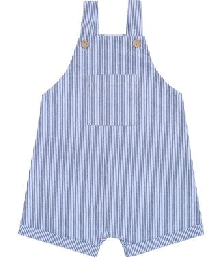 Mebie Baby Short Linen Overalls, Blue Stripe