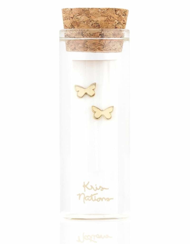 Kris Nations Butterfly Stud Earrings Gold