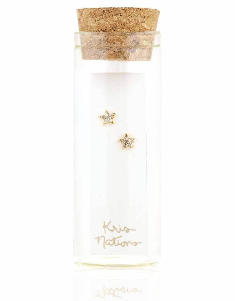 Kris Nations Star Pave  Crystal Stud Earrings Gold