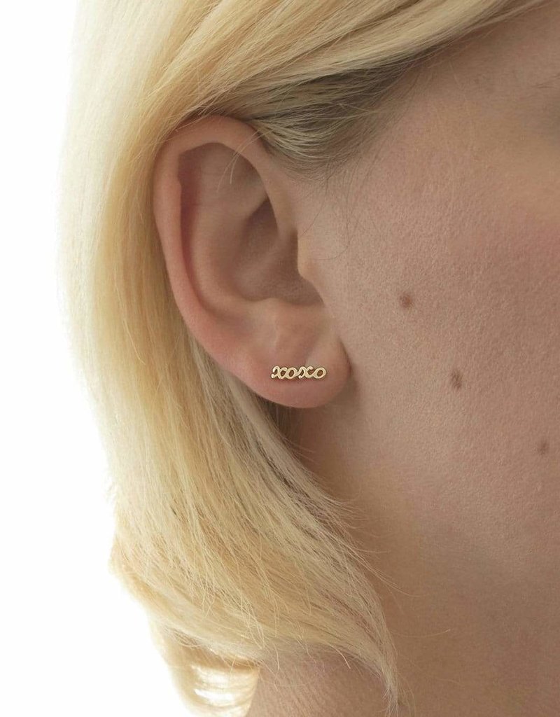 Kris Nations XOXO Script Stud Earrings Gold